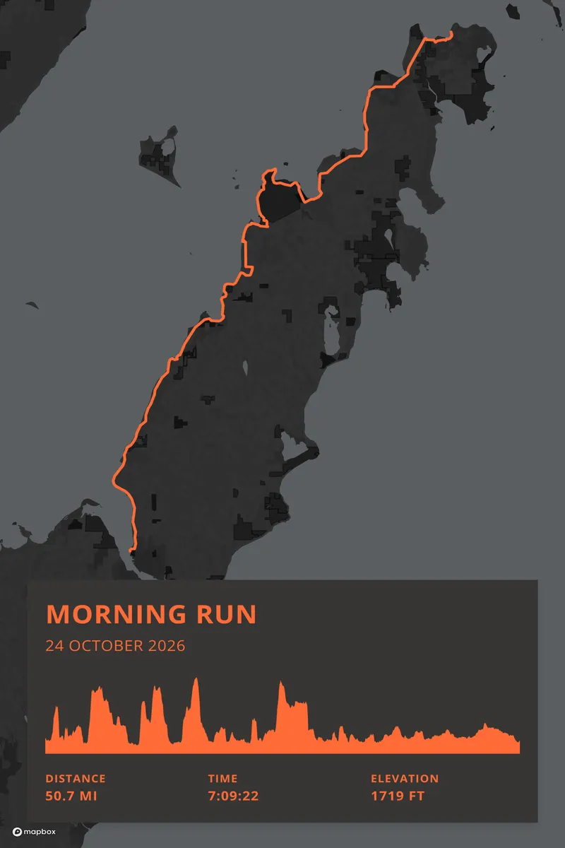 Morning Run custom route map print by Athlete Prints