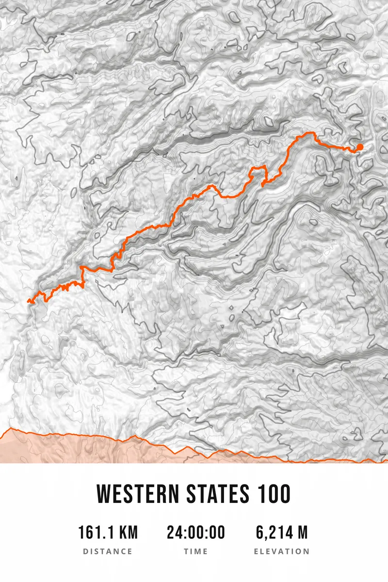 Western States 100 custom route map print by Athlete Prints