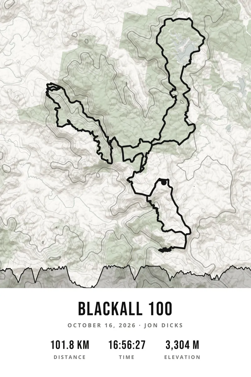 Blackall 100 custom route map print by Athlete Prints